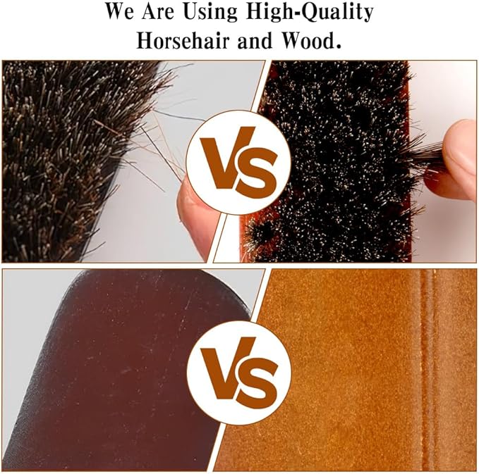 Shoe Brush, 2Pcs Shoe Cleaning Brush, Horsehair Shoe Brush, Shoe Brushes for Cleaning, Shoe Polish Brush, Boot Brush for Leather, Horse Hair Brush for Care Leather Shoes Clean Dauber Applicators