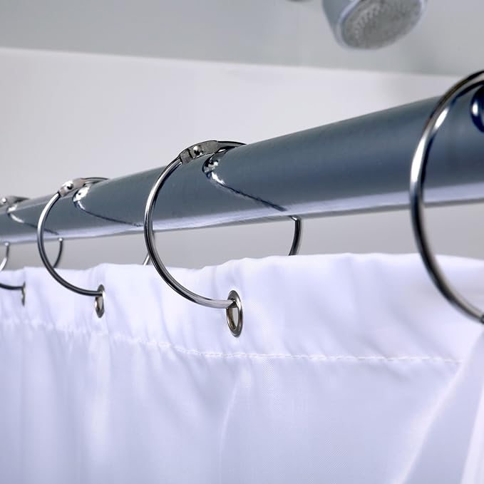 SlipX Solutions Chrome Simple Slide Shower Curtain Rings Provide Effortless Gliding on Standard Shower Rods (Rust Resistant, Snap Closure, Set of 12)