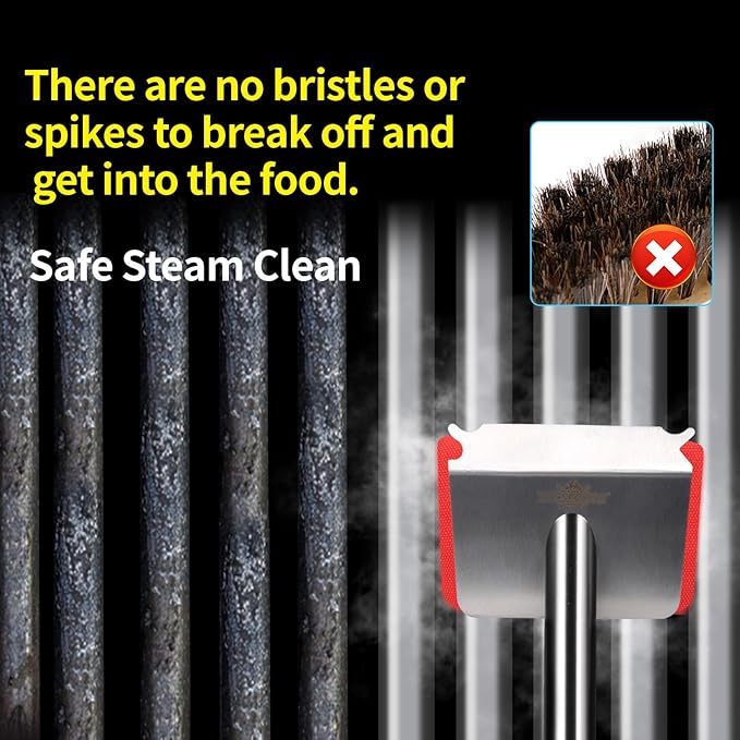 Grill Brush Bristle Free,(Only Replaceable Cleaning Head No Grill Brush)-Red