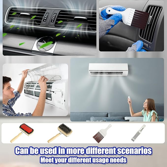 BOJACK Air Conditioner Condenser Fin Cleaning Brush Kit, Fridge Coil Cleaning Brush Supplies, Evaporator Radiator Fin Repair & Fridge Cleaning Tool, Stainless Steel HVAC Coil Cleaner for AC(Pack of 3)