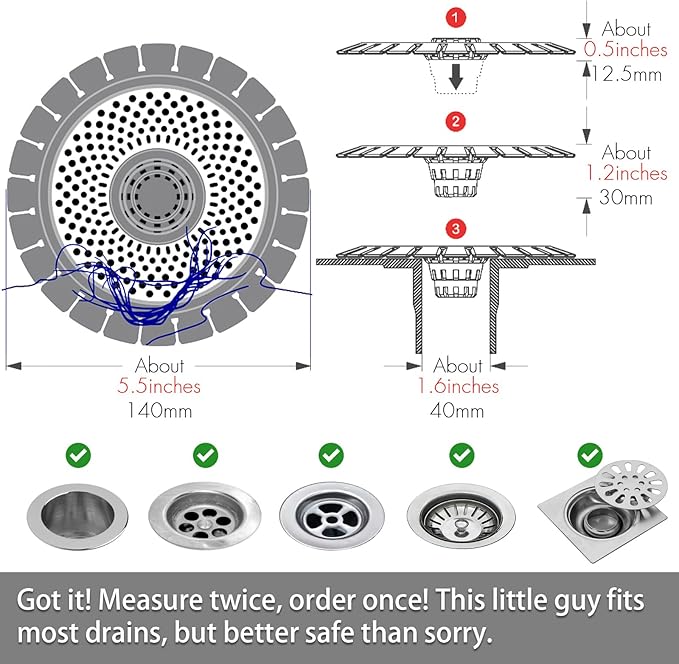 Shower Drain Hair Catcher/Bathtub Shower Drain Hair Trap/Strainer Stainless Steel Drain Protector
