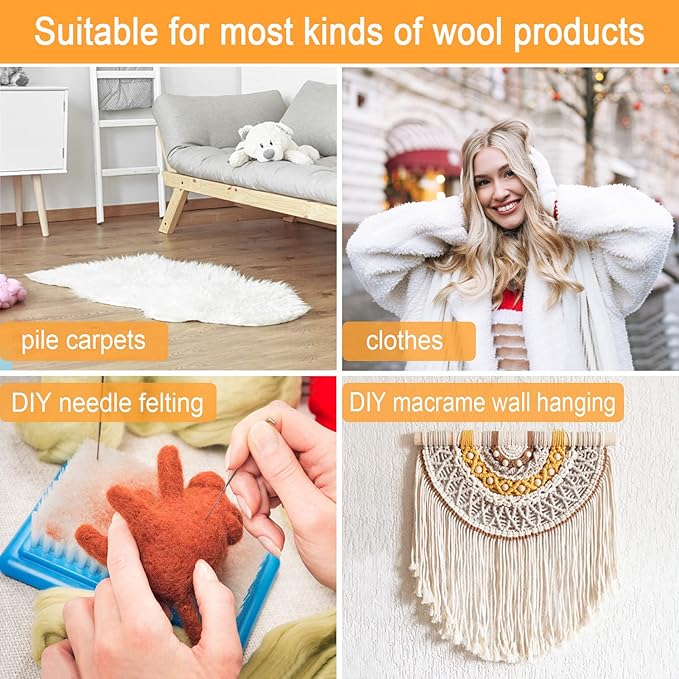 Carpet Rake Sheepskin Wool Brush More Suitable for Pile Carpets/Rugs for Carding Fur Restore Carpets Softness and Texture Let Rugs to New Looking(Wood, 1PCS)