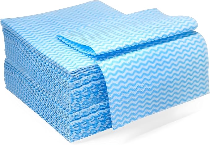 Bexter Disposable Cleaning Towels & Dish Cloths (50 Count) – Reusable Blue Handy Cleaning Wipes for Kitchen, Dishes, Counters & Home Cleaning
