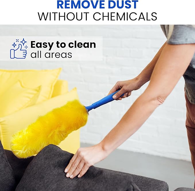 US Duster Company Static Duster – 23-inch Electrostatic Duster – Long and Flexible Static Feather Duster – Soft Nylon Fibers – Long Duster for Home Cleaning – Attracts Dust Like a Magnet