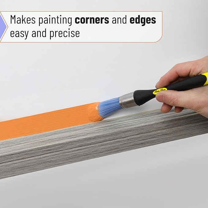 Bates- Trim Paint Brush, 0.75 Inch, 2 Pack, Ergonomic Non-Slip Handle, Synthetic Bristles, Trim Brushes for Painting, Yellow and Black