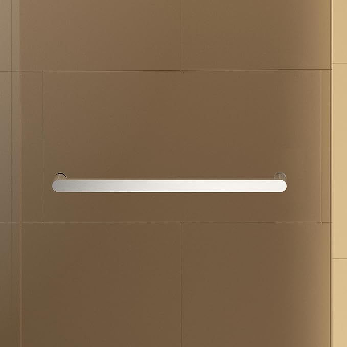 Monaco 56.5-60" W x 78" H 3/8" Twinglide Frameless Shower Door with Tempered Rain Glass (Brushed Nickel)