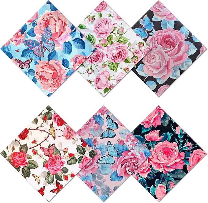 CREATCABIN 6 Packs Thickened Glasses Cleaning Cloth Elegant Flower Design