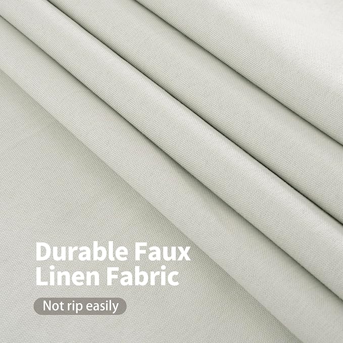 YoungsTex Ivory Linen 100% Blackout Curtains for Bedroom/Living Room - Grommet Thermal Insulated Full Room Darkening Drapes for Farmhouse/Country with White Liner, 2 Panels, 52 X 84 Inch