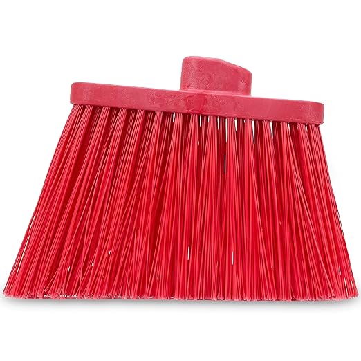 SPARTA Plastic Broom Head, Angled, Un-Flagged for Large Debris Indoor, Outdoor, Home, Restaurant, Lobby, Office, 12 Inches, Red, (Pack of 12)