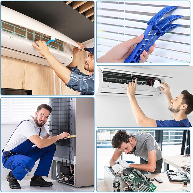 6Pcs Air Conditioner Fin Cleaner Set, Air Conditioner Fin Combs Kit, AC Fin Combs Straightener, Condensers Combs Cleaning Brush, Condenser Repair Clean Set for AC Radiator Evaporator