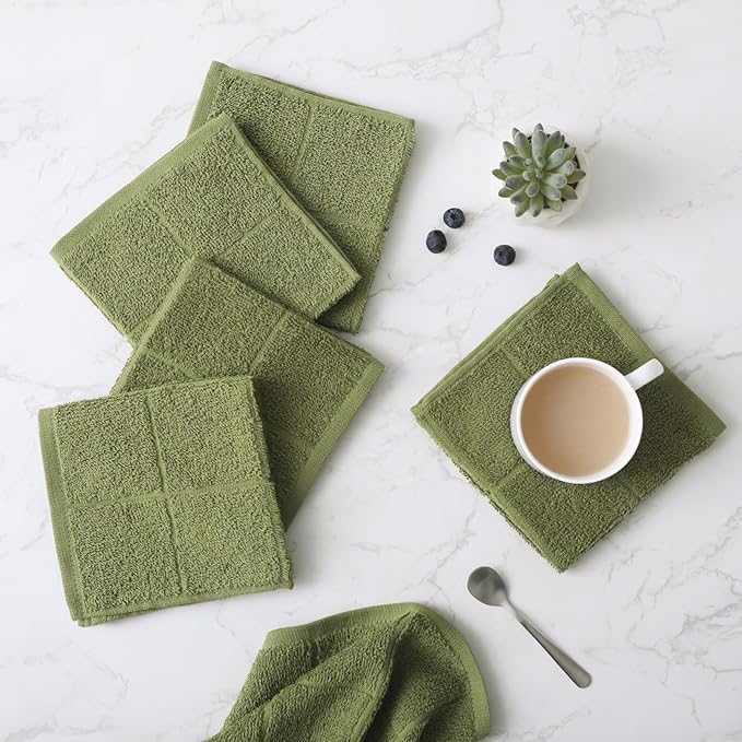 Glynniss Kitchen Dish Cloths Highly Absorbent Dish Rags 100% Cotton Wash Cloths for Washing Dishes (Rust, 50)