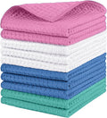 HOMEXCEL Waffle Weave Microfiber Towel, 10 Pack Lint Free Cleaning Rags, 12 x 12 Inches Barista Towels, Reusable Microfiber Cleaning Cloth for Household, Kitchen, Glass and Window, Multicolor