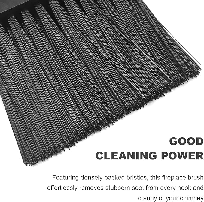 2 PCS Oblong Fireplace Brush, PP Fireplace Broom Replacement Head, Chimney Brush for Fireplace Cleaning Kit and Pellet Stove
