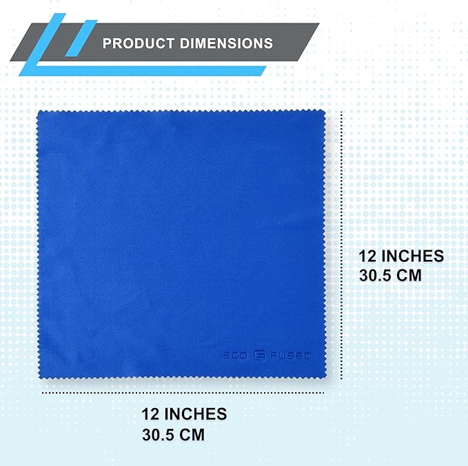 Eco-Fused Microfiber Cleaning Cloth - 12x12 Inch Microfiber Cloth - Pack of 20 Large Cleaning Cloths - Microfiber Cleaning Cloth for Electronics and Monitors