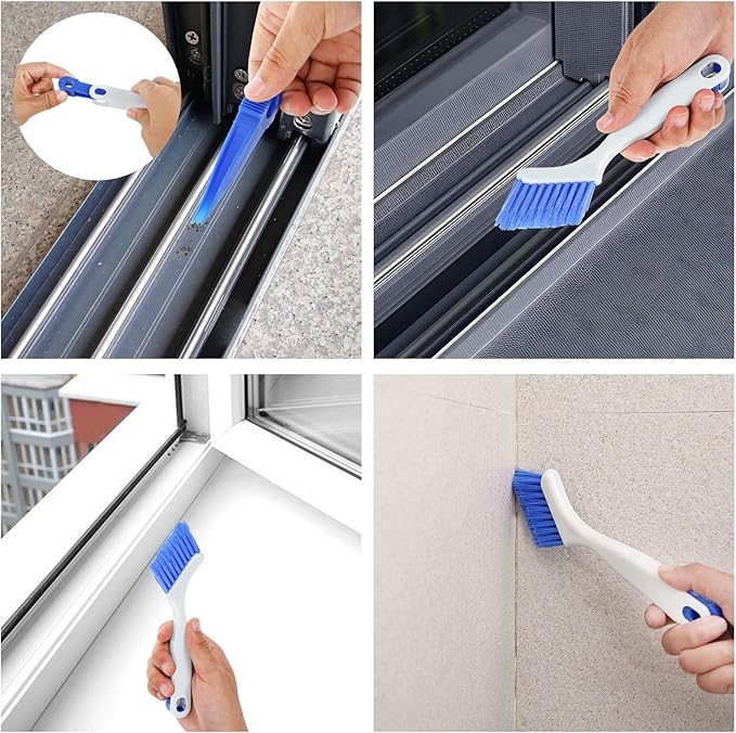4pcs Bathroom Gap Cleaning Brush, Small Crevice Cleaning Brushes, Hand-Held Groove Gap Cleaning Tools, Sliding Door or Window Track Cleaning Brush, Ideal for Gaps, Crevices, and Window Tracks