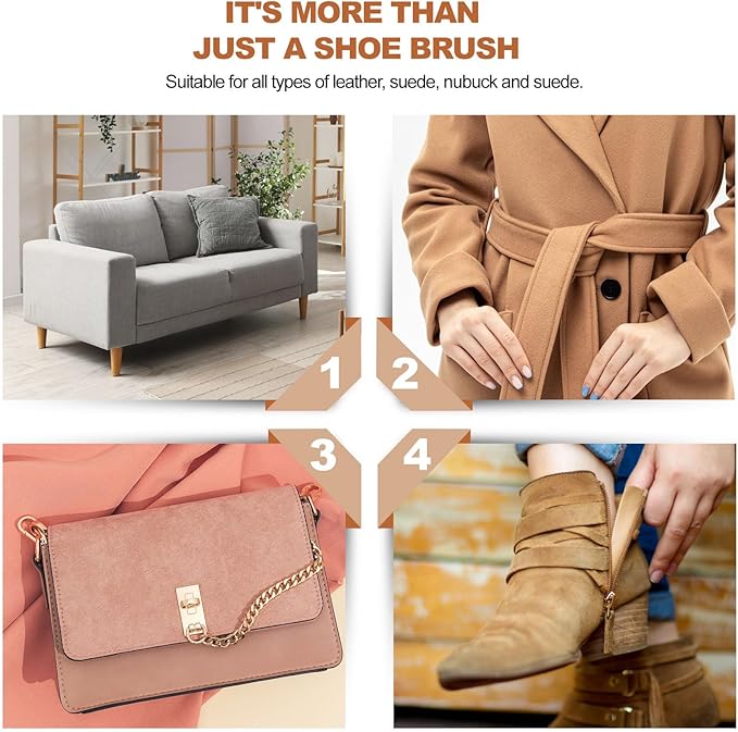 2-Piece Suede Brush and Suede Eraser, Suede Cleaner Kit, Suede Brush for Shoes Effectively Solves Stubborn Stains on Soft Bristle Shoes