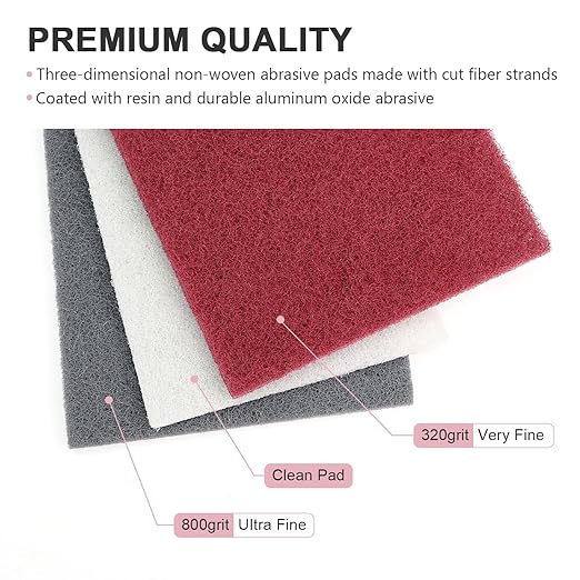 12 Scuff Pad Variety Pack, 4 Each Maroon, Gray, White, Scuffing, Scouring, Sanding, Cleaning, Blending, Paint Surface Prep Adhesion - 6" x 9" Automotive Auto Body 7447&7448&7445