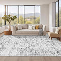 8x10 Large Area Rugs for Living Room, Vintage Grey Rugs for Bedroom,Washable Boho Indoor Soft Non Slip Carpet for Dining Room, Low Pile Rugs for Office,Farmhouse