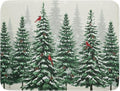 Winter Green Pine Tree Dish Drying Mat for Kitchen Counter,Red Bird Snowflake Drying Mat 18 x 24 Inch with High Absorbent Microfiber Drainer Mat for Coffee Bar