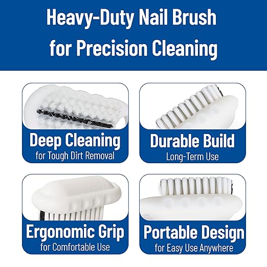 SPARTA 5 Inch Hand and Nail Brush with Stiff Polyester Bristles, Polypropylene Body, Color Coded Scrub Brush for Commercial Foodservice and Industrial Use, White (Pack of 12)