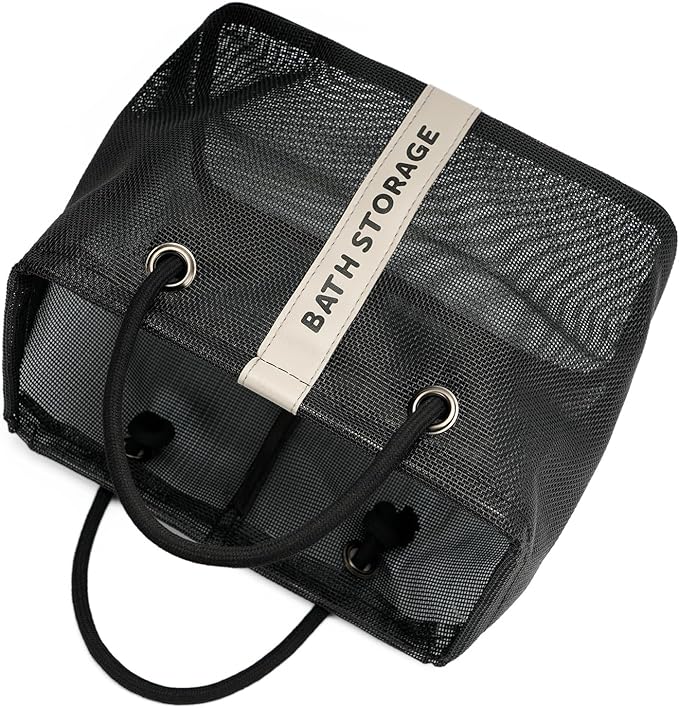 Bath Storage Shower Caddy Organizer for Bathroom, College Dorm, Camp, Gym (Small Black)