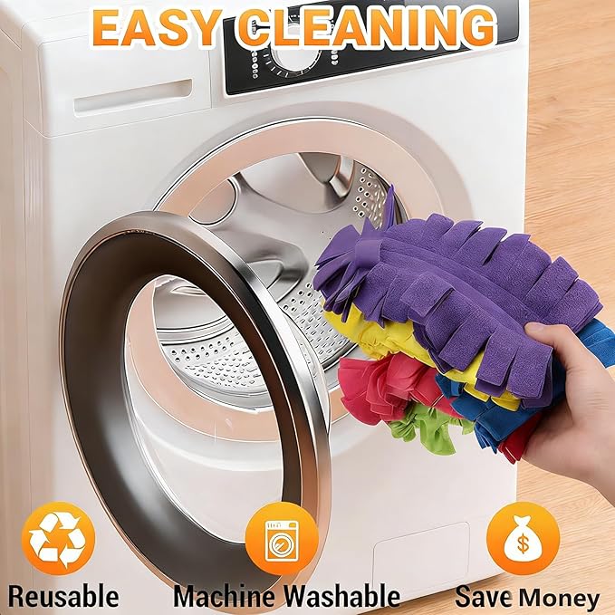 Reusable Duster Refill for Swiffer Duster,Washable Heavy Duty Duster Pads, 360 Cleaning Pads for Fan, Window, Furniture, Floor,7 Pack(Include 1 Handle)