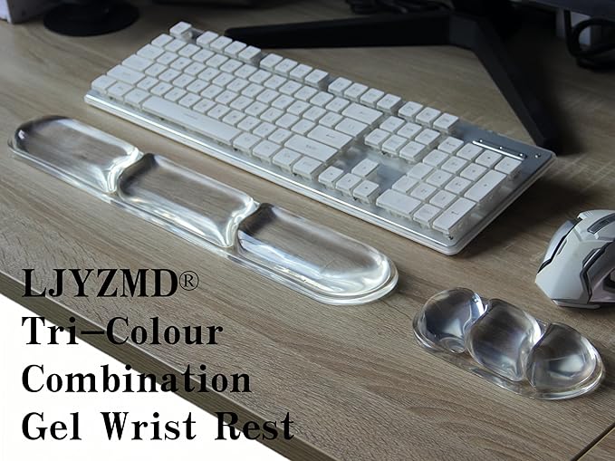 Ergonomic Cooling Gel Wrist Rest Pad for Computer Keyboard and Mouse, Arm Support with Non-Slip Base for Desk Cute Accessories (Classic, Transparently, Suitable for Keyboardand Mouse Set)