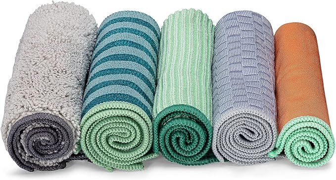 Full Circle Renew Collection All-Purpose Recycled Microfiber Cloths, Set of 3, Stripes Print