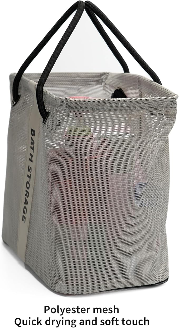 Bath Storage Shower Caddy Organizer for Bathroom, College Dorm, Camp, Gym (Large Grey)