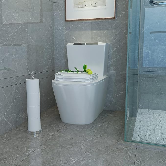 Heavy Weighted Toilet Paper Holder (with Reserve Function) Free Standing Toilet Paper Storage，Spare Toilet Paper Roll Holder Storage Stand for Bathroom Total Height 22.5" ，Chrome