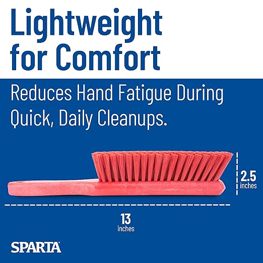 SPARTA Handheld Soft Counter Brush 8 Inch Bristle Span, Multi-Use Dust Brush with 5 Inch Handle for Tables, Countertops, and Delicate Surfaces, Polyester, Red, (Pack of 6)