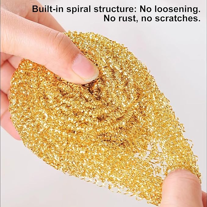 Copper Scouring Ball - Heavy Duty Copper Dish Scrubber, Gentle Non Scratch Cleaning Pad | Household Kitchen Cleaning Tools, Effective Pot, Pan, and Sink Scraper, Multipurpose Kitchen Tool for Baby Bot