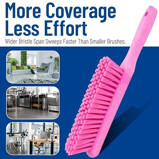 SPARTA Handheld Soft Counter Brush 8 Inch Bristle Span, Multi-Use Dust Brush with 5 Inch Handle for Tables, Countertops, and Delicate Surfaces, Polyester, Pink