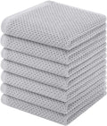Homaxy 100% Cotton Waffle Weave Kitchen Dish Cloths, 7-Pack Ultra Soft Absorbent Dish Towels, Quick Drying Dish Rags, 12 x 12 Inches, Light Gray