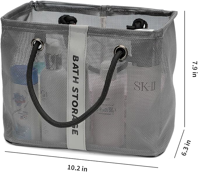 Bath Storage Shower Caddy Organizer for Bathroom, College Dorm, Camp, Gym (Small Grey)