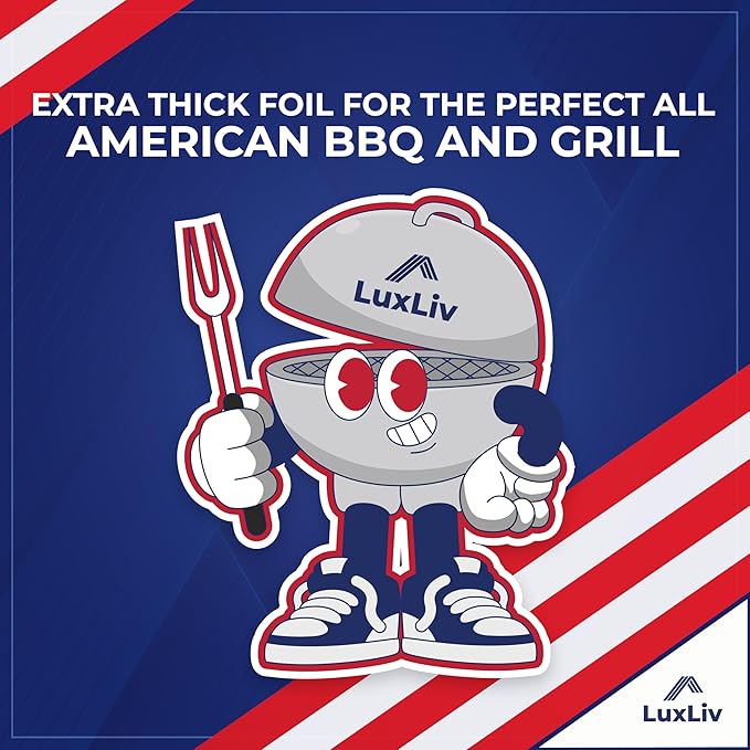 Aluminum Heavy Duty 30 Micron Tin Foil Roll – 12 inch wide x150ft ft Length,150 sq ft – BBQ Grade & Extra Thick, Strong Enough for Food Service Industry with cutter - LuxLiv®