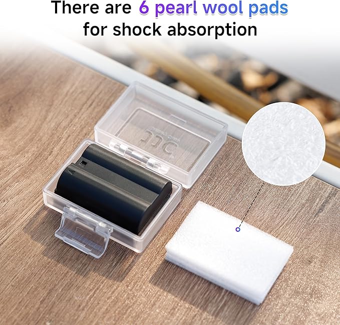 JJC Camera Battery Case Holder Box for Canon LP-E17 LP-E10 LP-E6 LP-E6N,Nikon EN-EL15a EN-EL14,Fujifilm NP-W126 NP-W126S,Sony NP-FW50 NP-FW100 and More Camera Battery Pack Below 2.36" x 1.65" x 0.94"