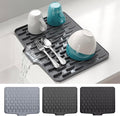 CHIKILLA Silicone Dish Drying Mat for Kitchen Counter, Fast Drainage Design for Vegetables Fruits, Heat Resistant, Non-Slip , Dishwasher Safe – 15.7x13 inch Urban Gray