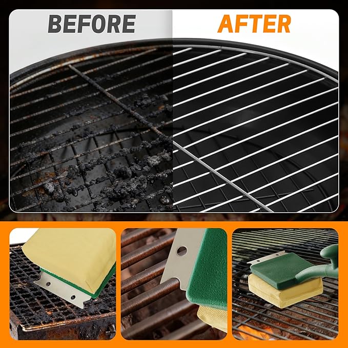 Grill Brush Bristle Free with Scraper, 22" Steam Grill Brush for Outdoor Grill, Replaceable Cleaning Head, Grill Cleaner for Cast Iron/Stainless Steel Grates - Green