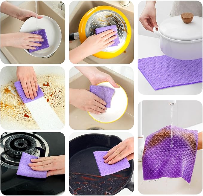 Swedish Dishcloths for Kitchen 5 Pack – Super Absorbent, Eco-Friendly Reusable Cleaning Cloths, Non-Scratch Dish Towels for Kitchen, Home & Car Cleaning