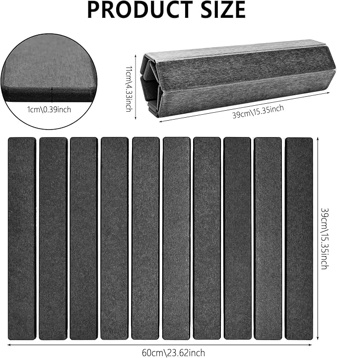 Stone Drying Mat for Kitchen Counter, Large Foldable Drying Stone with Non-slip Mat, Quick Dry Absorbent Diatomaceous Earth Mat for Dishes, Cups, Bottles, Any Countertop, 24"×16", Dark Gray