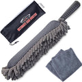 TAKAVU Car Duster Interior - Double-Sided Microfiber with Comfort Handle - Lint & Scratch-Free Cleaning for Cars, Trucks, RVs (Includes Towel & Storage Bag)