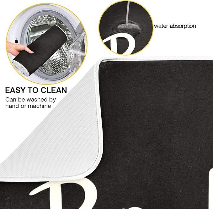 Halloween Ghost Boo Dish Drying Mat for Kitchen Countertop 18x24 Spooky Black Large Drying Mat Reusable Quick Dry Dish Sink Mats Easy Clean Decorative Essentials