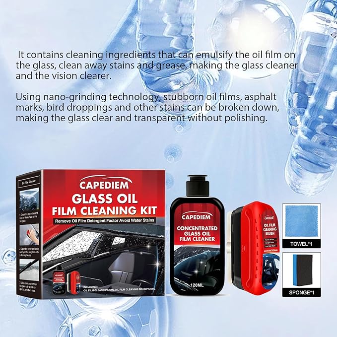 CAPEDIEM 2026 NEW Automotive Oil Film Cleaning Brush for Car Windows,Glass Cleaning Board, Suitable for Windshield Glass Oil Film Remover, Car Windshield Cleaner (black)