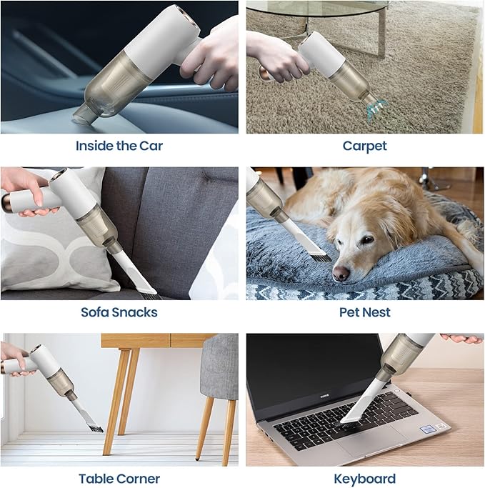 Portable Mini Handheld Car Vacuum Cleaner with Powerful Suction, High Power Cordless Sweeper, Dust Buster, Lightweight, Easy to Hold,Quiet Electric Air Duster,Small Vacuuming for Home,Kitchen,Gift