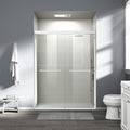 Abruzzo 56" - 60" Adjustable Width Double Sliding Shower Door - Semi-Frameless 72" Tall Bath Enclosure with 1/4" Tempered Glass, White Aluminum Frame for Walk-in Showers