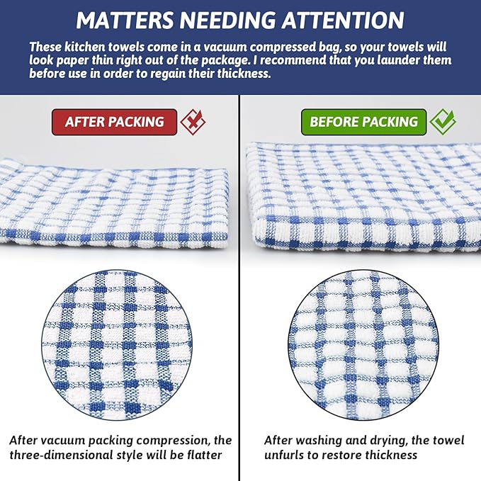 Nialnant 8 Pcs Kitchen Dish Rags,100% Cotton Kitchen Towels Soft Absorbent Quick Drying Dish Cloths for Washing Dishes,Cleaning rags-11 x 11In