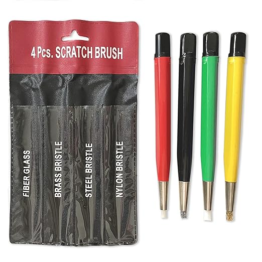 Fiberglass Pen Scratch Brush Set - Jewelry Cleaning Brush with Steel, Brass, Nylon, Fiberglass Tips for Corrosion Remover and Rust, Jewelry, Electrical Circuit Boards and Auto Body Work