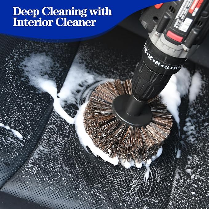 DkOvn Horse Hair Brush for Drill, for Leather, Car Interior, Car Wheel, Upholstery, Furniture, Carpet