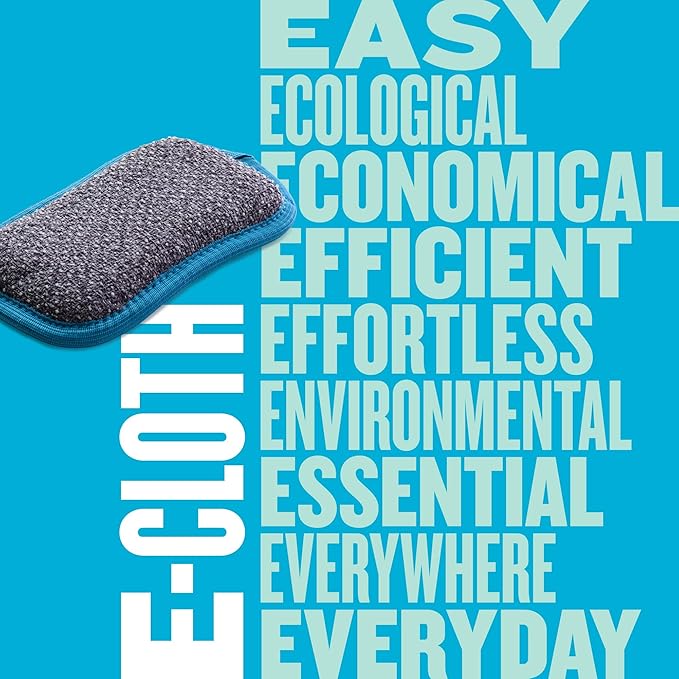 E-Cloth Washing Up Scrub Pad - Microfiber Sponge for Cleaning, Reusable Kitchen Sponge for Dishes & Sink, Non Scratch, Multi Purpose Scrubber, Machine Washable - 4 Pack